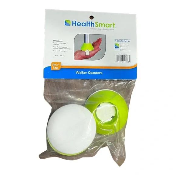 Walker Rollator Coasters Pads by HealthSmart fits 1” leg,  bright color. NIP - Picture 2 of 6